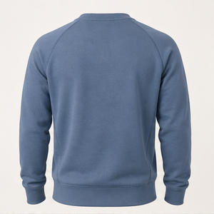 Sweat-shirt personnalisé bleu poussière pour homme, coupe décontractée, athlétique, col rond compact avec insert en V tonal, MCRW-0014 - Product Image 2