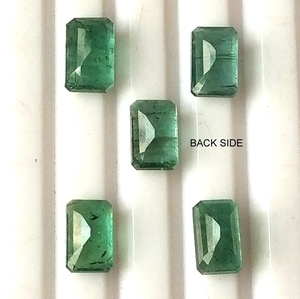 Lot de pierres précieuses d'émeraude naturelle du Zambie, 7,05 carats, taille émeraude calibrée 8x5 mm, facettées, translucides, pierres brutes, 5 pièces - Product Image 2