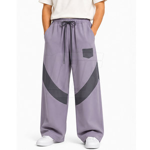 Casual Baggy <b>Trousers</b> For Men Relaxed Loose Fit Soft Woven Fabric Drawstring Waist Wide Leg Streetwear Pants Wholesale Apparel - Product Image 3