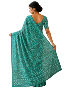 Sari en soie à motifs géométriques pour femmes, robe indienne pakistanaise modeste, tenue de mariage et de fête - Product Image 2