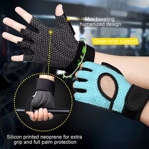 <b>Half</b> Finger Gym Fitness Gloves Breathable Non <b>Slip</b> Silicon Printing Grip Material Adjustable Wrist Strap Weight Lifting Gloves - Product Image 6