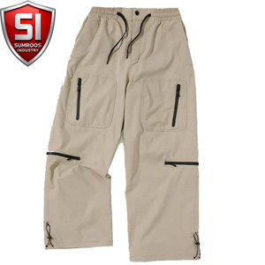Pantalones Cargo Beige para Hombre Sumroos Industry, Cintura Elástica con Cordón, Múltiples Bolsillos con Cremallera, Ligeros, Casuales, para Verano - Product Image 1