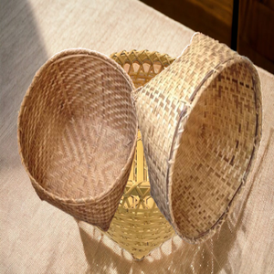 Delicate Rectangular Open-weave <b>Bamboo</b> Eco-Friendly Luxury Storage <b>Basket</b> Hanging Design Decorative Bow for Hotel Use Available - Product Image 5