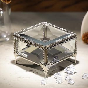 Silver Handmade Customized Beveled Glass Jewelry Boxes With Metal Frame For Jewelry Organizers Metal & Glass Storage Boxes - Product Image 1