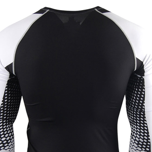 Unisex Full Sleeve Compression Rash Guard Black White Sublimation Print Quick Dry Breathable 140g Spandex Polyester <b>Athletic</b> - Product Image 5