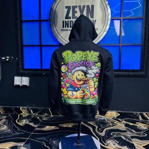 Sudadera con capucha de algodón para hombre de marca premium con logo estampado DTF, cremallera, efecto lavado, desgastado, vintage, rasgado, estilo urbano con cuentas - Product Image 4