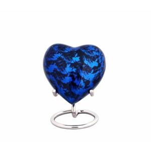 Compre en Línea Urna Azul con Forma de Corazón para Cenizas con Soporte, Urna de Metal Hecha a Mano para Exhibición en Mesa, Artículos Funerarios, Diseños Personalizados - Product Image 1