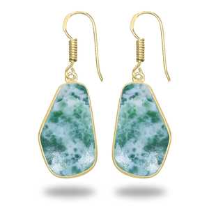 Pendientes de Alta Calidad con Engaste Grande, Ágata Natural en Forma de Árbol, Diseño de Moda con Baño de Oro de 18K - Product Image 1