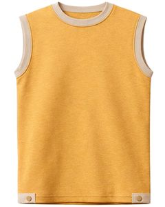 Ensemble décontracté d'été pour homme : débardeur jaune moutarde sans manches et short en coton avec cordon de serrage beige – Ensemble deux pièces - Product Image 1