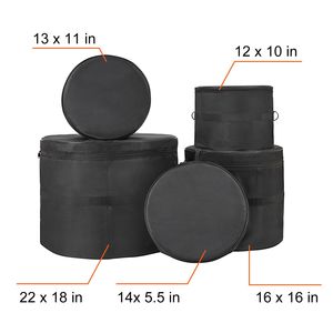 Kit Borsa per Batteria Resistente a 5 Pezzi in Tessuto Oxford 1680D con Tracolla Rimovibile da 1,5 m e Maniglie Imbottite per Strumenti Musicali - Product Image 3