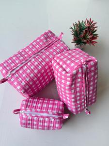 Wholesale Customized Bohemian Floral Cotton Quilted Toiletry Bag <b>Cosmetic</b> Bag Logo for Skin Care Product <b>Storage</b> for Women&Girls - Product Image 2