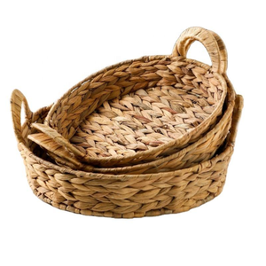 Panier à fruits tressé avec poignées découpées, plateau de service rond en rotin tressé, grand panier de rangement - Product Image 1