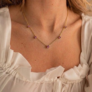 Collier en or avec rubis naturel, chaîne délicate avec pierre précieuse rubis, collier pierre de naissance de juillet pour femme - Product Image 3
