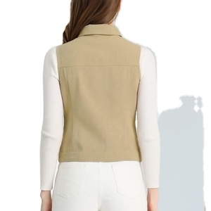 Chaleco de algodón vaquero empacable a prueba de viento alto cálido acolchado sin mangas prendas de vestir exteriores para el trabajo ropa de viaje informal de peso pesado para mujer - Product Image 2