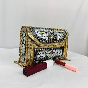 Luxury <b>Women</b> Brass <b>Handbags</b> & Fashion & Golden Designer Clutch with Antique Metal Design Purse Party Clutch for <b>Women</b> By FWE - Product Image 4