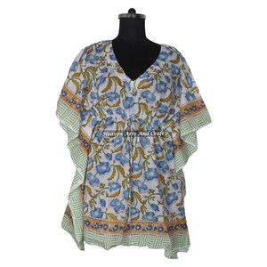 Kaftan court en coton sexy pour femme 2026, imprimé à la main, style indien, pour la plage, Abaya Kaftan - Product Image 6