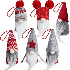 D-FantiX Set di 6 Gnomi Tomte Svedesi Fatti a Mano, Ornamenti Natalizi, Palline Decorative in Peluche e Decorazioni per Albero, Tesoro di Natale - Product Image 1