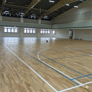 Revêtement de sol pour terrain de basket Sundek Sports System en bois, intérieur, absorption des chocs, écologique, facile à installer - Product Image 1
