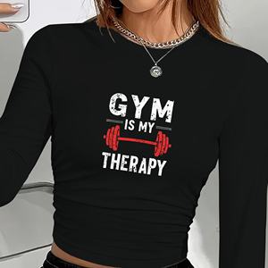 เสื้อออกกำลังกายแขนยาวของผู้หญิงแฟชั่นผ้าถักสำหรับออกกำลังกายพิมพ์ลาย Y2K - Product Image 3