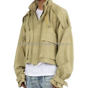 เสื้อมีฮู้ดผู้ชายแบบลำลองมีซิปรูดซิปเต็มกระเป๋าผ้าแคนวาสเนื้อผ้าทอลแนวสตรีทแวร์ผ้าแคนวาสสำหรับ100% - Product Image 5