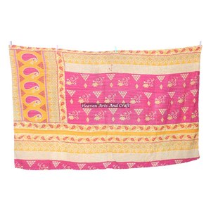 Indigo Dyed Block Print Fabric Kantha Quilt Wholesale Indian Cotton <b>Bedspread</b> Bohemian Throw Boho Blanket Indian Reversible - Product Image 2