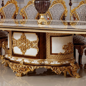 Luxury Classic Conference <b>Dining</b> <b>Table</b> Set Mahogany Wood Gold Leaf Carving Gloss <b>Top</b> 20 Seater Villa Hotel Antique Furniture - Product Image 6
