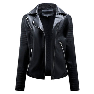 Chaqueta de Motocicleta para Mujer, de Piel de Oveja, Transpirable, con Cierre, Cuello Plegable, Mangas Acolchadas y Gruesas - Product Image 1