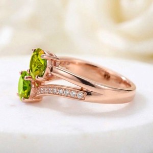 25 Sterling Silver Rose Gold Plated Two Stone Natural <b>Peridot</b> Ring Round Cut Green Gemstone Ring Wholesale Fine <b>Jewelry</b> - Product Image 2