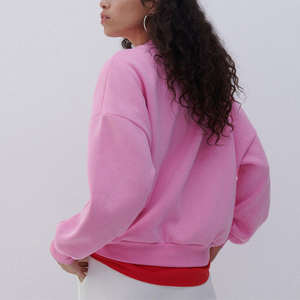 Sudadera con capucha rosa de algodón de alta calidad, unisex, con hombros caídos, de felpa, con relieve, holgada, anti-bolitas, personalizable - Product Image 3