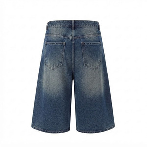 Shorts Bermuda de Mezclilla Azul Lavado Personalizados, Shorts Largos de Jean para Ropa Urbana al por Mayor - Product Image 2