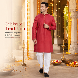 <b>Men's</b> Cotton Regular Fit <b>Kurta</b> Pajama Set | Full Sleeve Mandarin Collar Ethnic Traditional Wedding Festival Casual Wear for <b>Men</b> - Product Image 2