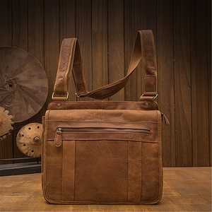 Sac à bandoulière pour ordinateur portable en cuir véritable, durable, écologique, rétro, pour usage quotidien, 15,6 pouces, LLB-0333 - Product Image 1