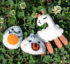 Llaveros de Fieltro de Lana Hechos a Mano - Llaveros de Fieltro de Lana 100% Orgánica - Lindos Colgantes para Bolsos con Forma de Dumpling, Llama y Huevo - Product Image 6