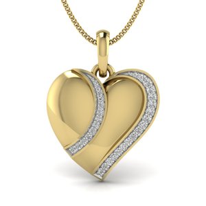 Romantic Heart Cut Diamond Pendant In Yellow Gold With Pave Setting For Women's Wedding Jewelry - Product Image 3