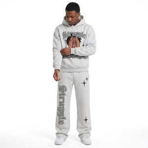 Meilleurs pantalons évasés personnalisés de style streetwear hivernal pakistanais, vintage, délavés à l'acide, effet soleil, en molleton de coton, pour le jogging, taille élastique - Product Image 2