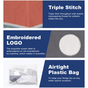 Heavy Duty Mens Surf Shorts Reinforced Stitching For Durability Quick Dry Fabric Boardshorts With Secure Zipper Pocket For <b>Keys</b> - Product Image 3