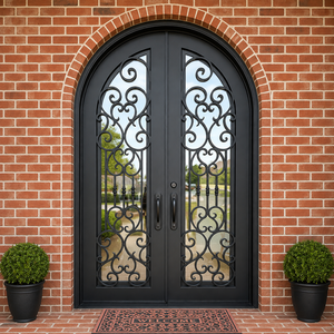 Porte d'entrée en fer forgé sur mesure avec un design décoratif élégant, une construction en acier durable et une finition haut de gamme pour une entrée de maison de luxe - Product Image 4