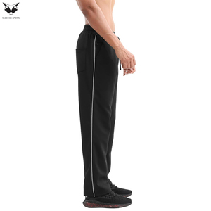 Custom Logo Men Striped Tracksuit <b>Trousers</b>, Knit Fabric Drawstring Waist Casual Loungewear Gym Fleece Sweatpants - Product Image 2