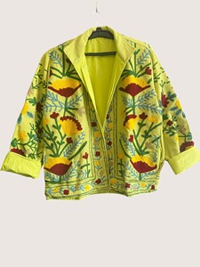 Veste en coton brodée à motif Suzani, écologique, style bohème, col rond, manches longues, vêtements d'extérieur décontractés pour femmes, marque CVR - Product Image 3