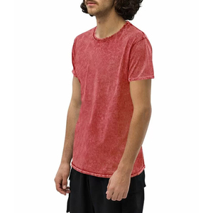 เสื้อยืดคอกลมแขนสั้นผ้าฝ้าย 100% ระบายอากาศได้ดี สกรีนโลโก้และสีตามสั่งสำหรับผู้ชาย ล้างสีแบบแอซิดวอช - Product Image 4