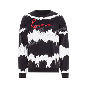 Sudadera de cuello redondo de felpa francesa de algodón grueso para invierno, teñida, cortavientos, transpirable, con logo personalizado y hombros caídos, al por mayor - Product Image 1