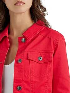 Veste en jean unie pour femme, coupe courte, avec boutons, doublure en fausse fourrure, poches poitrine, respirante – Nouvelle collection très prisée - Product Image 4