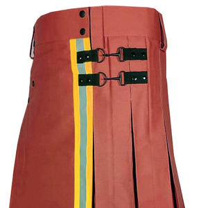 Kilts color granate para bomberos - 100% algodón con reflector de alta visibilidad color oro neón - Product Image 5