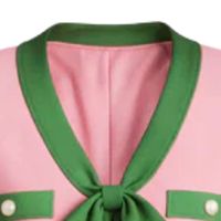 Robe en maille Ponte pour femme, rose uni avec bordure verte, boutonnée sur le devant, éco-responsable, décontractée, élégante, manches longues, longueur genou, naturelle
