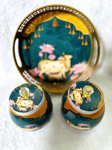 Frascos de especias metálicos vintage con tapas herméticas con estampado de vaca, recipientes redondos para almacenamiento de alimentos para decoración de cocina y bodas - Product Image 5