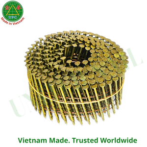 2.5x50 mm Industrial Coil <b>Nails</b> Smooth/Screw Shank Checkered Head Zinc Yellow-Chromate Plated Steel for Pallet Making Vietnam's - Product Image 6