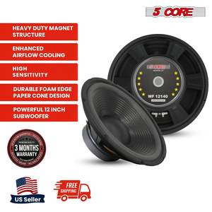 Subwoofer de voiture 12 pouces à double bobine vocale, 5 cœurs, 300W, 4 ohms, contrôle par bouton, mono audio, basses profondes WF 12140 4OHM Chine - Product Image 3