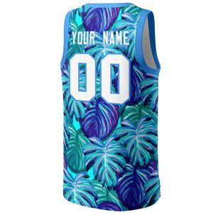 Custom Basketball Jersey V-Neck Sleeveless Sublimated Print Mesh 100% Polyester Breathable Unisex Adult Summer Plant <b>Pattern</b> - Product Image 2