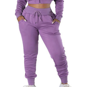 ชุดวอร์มกำมะหยี่แบบมีฮู้ดสำหรับผู้ชาย 2 ชิ้น เสื้อครอปแขนยาวแบบซิป กางเกงขายาวมีกระเป๋า - Product Image 3