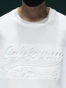 T-shirt décontracté pour homme en coton 100% de haute qualité, col rond, manches courtes, 220 grammes, personnalisé avec un motif en relief 3D - Product Image 6